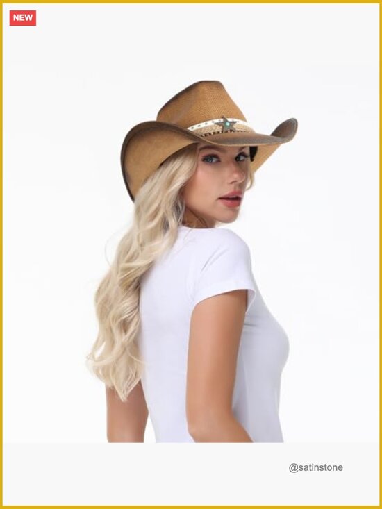 Straw Cowboy Hat with Shapeable Brim, Adjustable Fit, Sun Protection main image 4